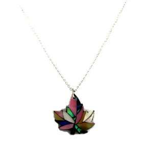  Wild Pearle Genuine Abalone Shell Maple Leaf (Blush) Charm Necklace 