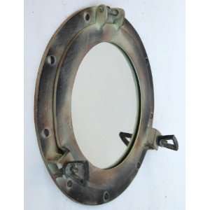  Porthole Mirror Aluminum Antique Finish   Nautical Decor 