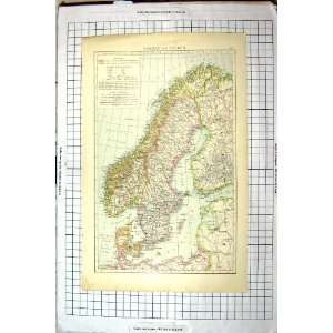  Antique Map Norway Sweden Jutland Stockholm Gulf Finland 