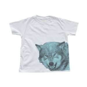  Boys White Toddler T Shirt with a Wolf 