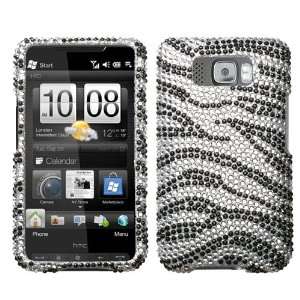  HTC HD2, Black Zebra Skin Diamante Protector Cover 