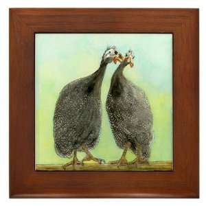  Guinea Hen Rooster Kiss Art C Art Framed Tile by  