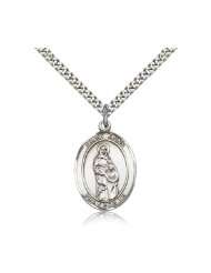 925 Sterling Silver St. Saint Anne Medal Pendant 1 x 3/4 Inches 