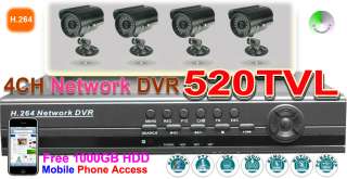 CH 520TVL CCD Cameras Security DVR systems H.264 net.  