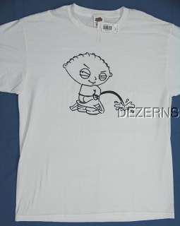 FAMILY GUY STEWIE PEEING MENS WHITE T SHIRT LARGE  