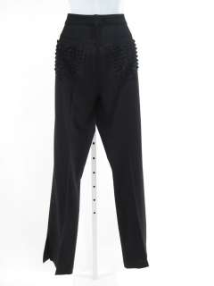 JOHN GALLIANO Black Straight Wool Pants Slacks Size 4  