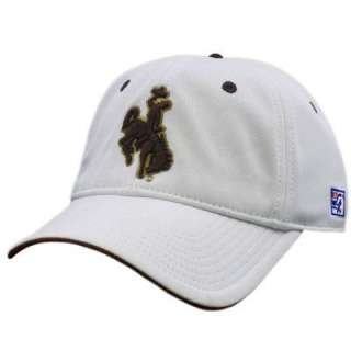 HAT CAP WYOMING COWBOYS COWGIRLS FLEX FIT NCAA WHITE BROWN GOLD 