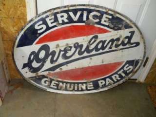 Old Willys Jeep Overland Service Auto Dealer Gas Motor Oil Porcelain 