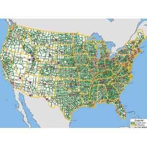   Map 762530782 US County & 2002 Population Wall Map