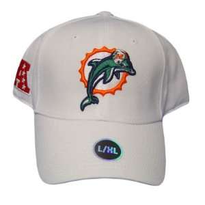 NFL TEAM APPAREL MIAMI DOLPHINS FLEX FIT WHITE HAT CAP  