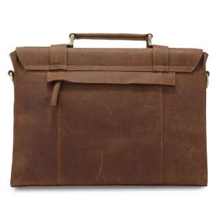 Rare Crazy Horse Leather Brown Business Briefcase Handbag Shoulder 