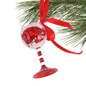 Arkansas Razorbacks Hand Painted Mini Wine Glass Christmas Ornament 