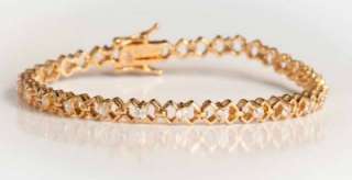 18KT Gold 23 Stone Classic Womens Tennis Bracelet   SRP £89   C36 