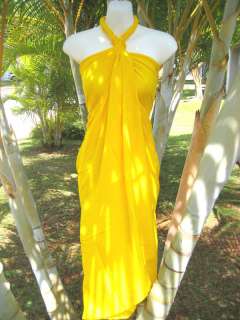 Sarong Solid Yellow Pareo Cruise Cover up Wrap Dress  