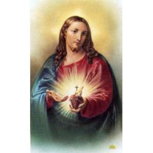  Sacred Heart of Jesus Custom Prayer Card Sunset Background 