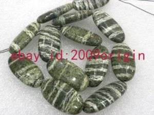 15.5 30 15*6 7mm green silver line stone oval beads  