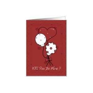  Will you be mine red card with balloons Card Health 