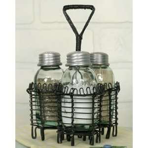    Spiral Wire Salt Pepper and Toothpick Caddy