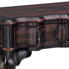 CHINESE CHINOISERIE LACQUER STYLE FURNITURE ACCENT SIDE END NIGHTSTAND 