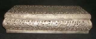 Antique Indian Ethnic White Metal Jewelry Box Rare  