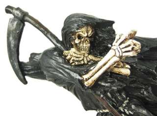 DEATH AWAITS Creepy Grim Reaper Statue Skeleton  