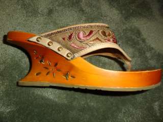  REPORT 9 wedge heel shoe sandal platform bead sequin hippie 