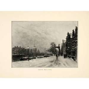 com 1899 Print Amsterdam Drawing Dutch Klinkenberg Scenery Cityscape 