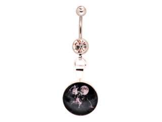 Wolf Moon Picture Belly Button Ring 14g navel  