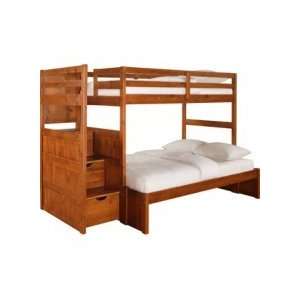   Ranch Cinnamon Wood Kids Twin Full Step Bunk Bed