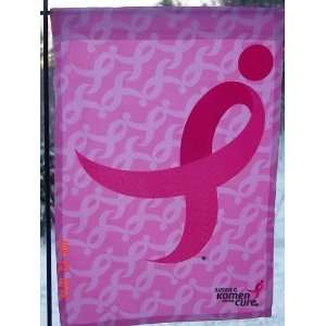  Pink with cancer symbol Polyester Garden Flag 17 X 12.5 on Black 