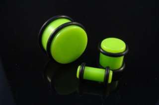 Green Solid O Ring Plugs Ear Gauge Body Jewelry Earlets Earrings Black 