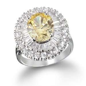  Classic Canary CZ Ring with White CZ Accent CHELINE 