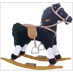   and white Pinto plush rocking horse with sound effects