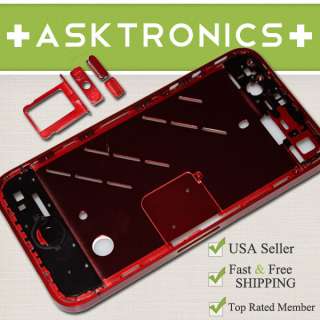 IPHONE 4 RED MIDFRAME ASSEMBLY BEZEL HOUSING MID FRAME  