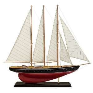  30.25h Nautical Wood Red Replica Sail Boat Vessel Table 