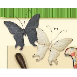  DELUXE LARGE WHITE METAL WALL BUTTERFLY HOME AND GARDEN 