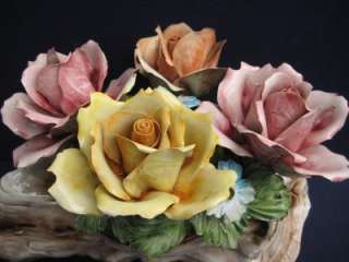 RARE LARGE OLD NUOVA CAPODIMONTE PORCELAIN FLOWER ARRANGEMENT, MADE IN 