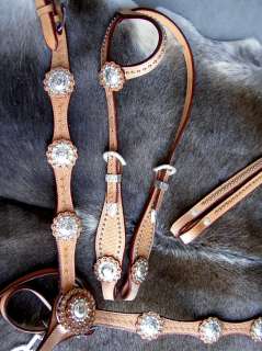 BRIDLE WESTERN LEATHER HEADSTALL BREAST COLLAR RODEO TACK SET HS52 