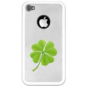  iPhone 4 Clear Case White Beautiful Clover Shamrock 