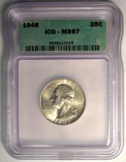 1948 Washington Quarter 25C ICG MS67   RARE Coin ★  