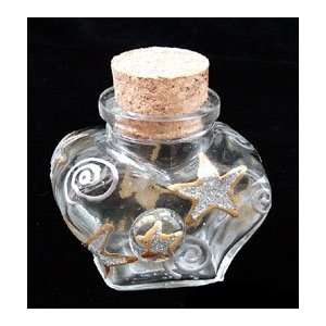Wishing On The Stars   Hand Painted   Small Heart Shaped Bottle   2 oz 