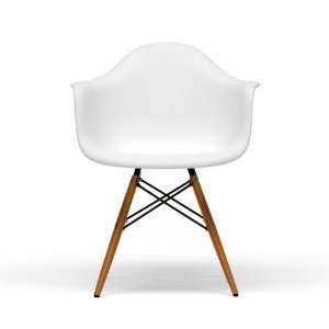  Molded Plastic Arm Chair with Wood Legs