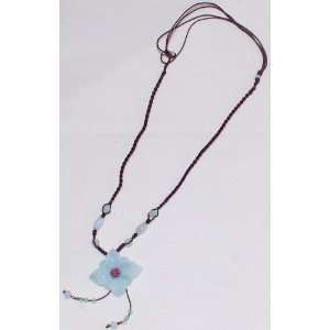   Natural Grade a Jadeite Jade Flower Thread Necklace 