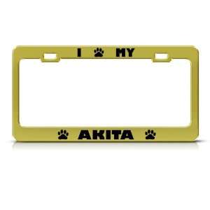 Akita Dog Gold Animal Metal license plate frame Tag Holder
