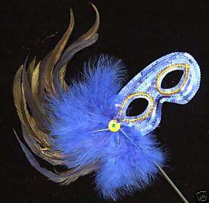 Lady Sings the Blues Feather Wand Mardi Gras Mask Party  