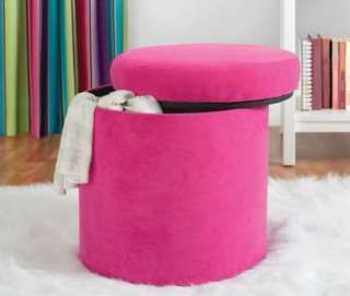 NEW Pink Footstool Stool Round Storage Ottoman  