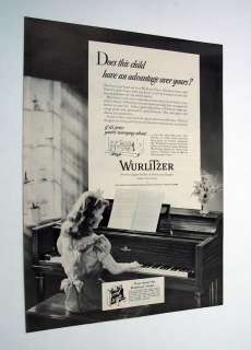 Wurlitzer Piano Advantage for Your Child 1949 print Ad  