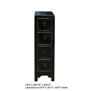  Black Lacquer Slim 4 Drawers Chest Ass513