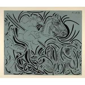  1962 Linocut Picador Goading Bull Lance Horse Picasso 