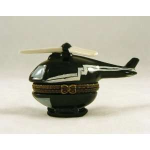  Helo Helicopter Tour Pilot Porcelain Hinged Trinket Box 